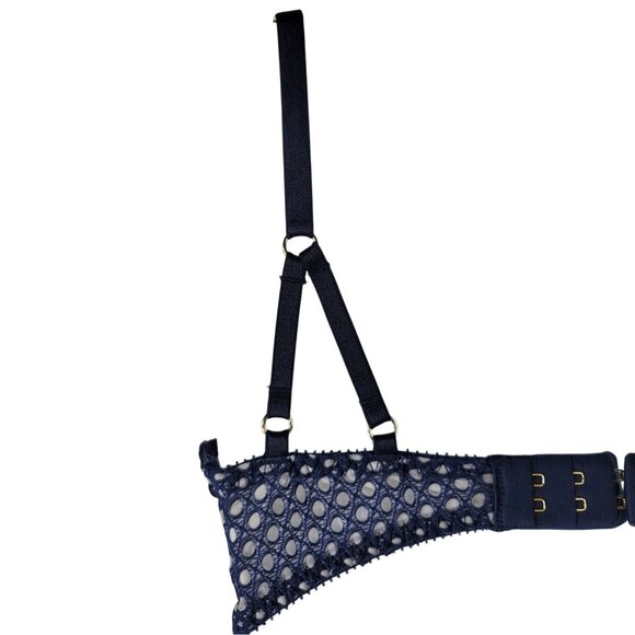 Victoria's Secret Push Up Bra Blue Navy 34C Padded Underwire Strappy Very Sexy - Picture 8 of 12